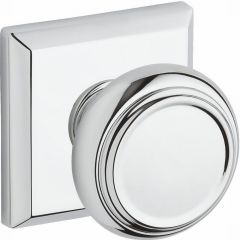 Baldwin Reserve Traditional Knob With Square Rosette Polished Chrome
