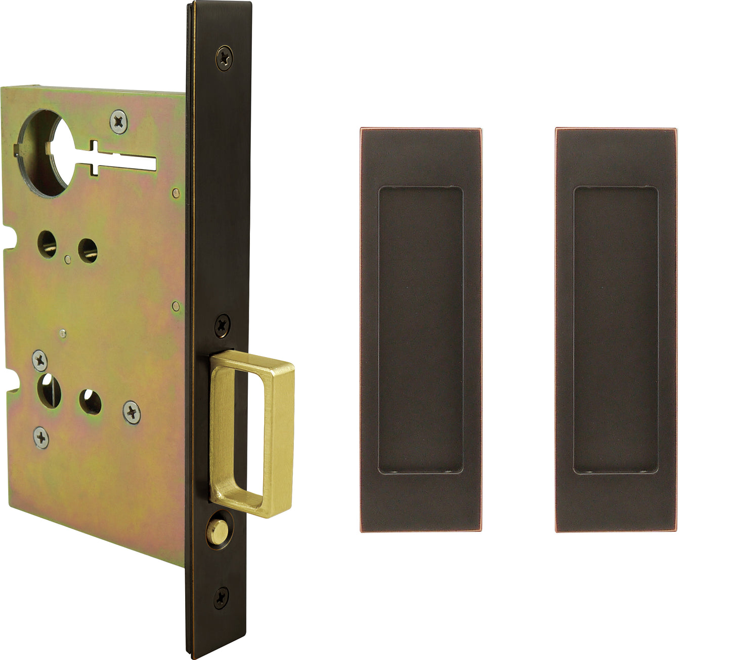 Inox PD8010 Mortise Pocket Door Passage w/ Lockcase, FH27 Linear Flush Pull