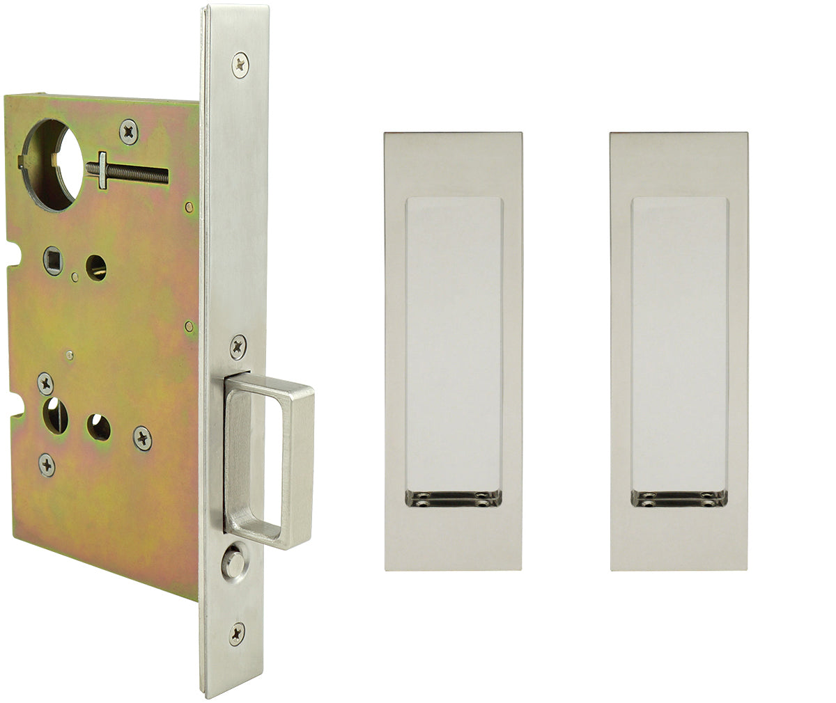 Inox PD8010 Mortise Pocket Door Passage w/ Lockcase, FH27 Linear Flush Pull