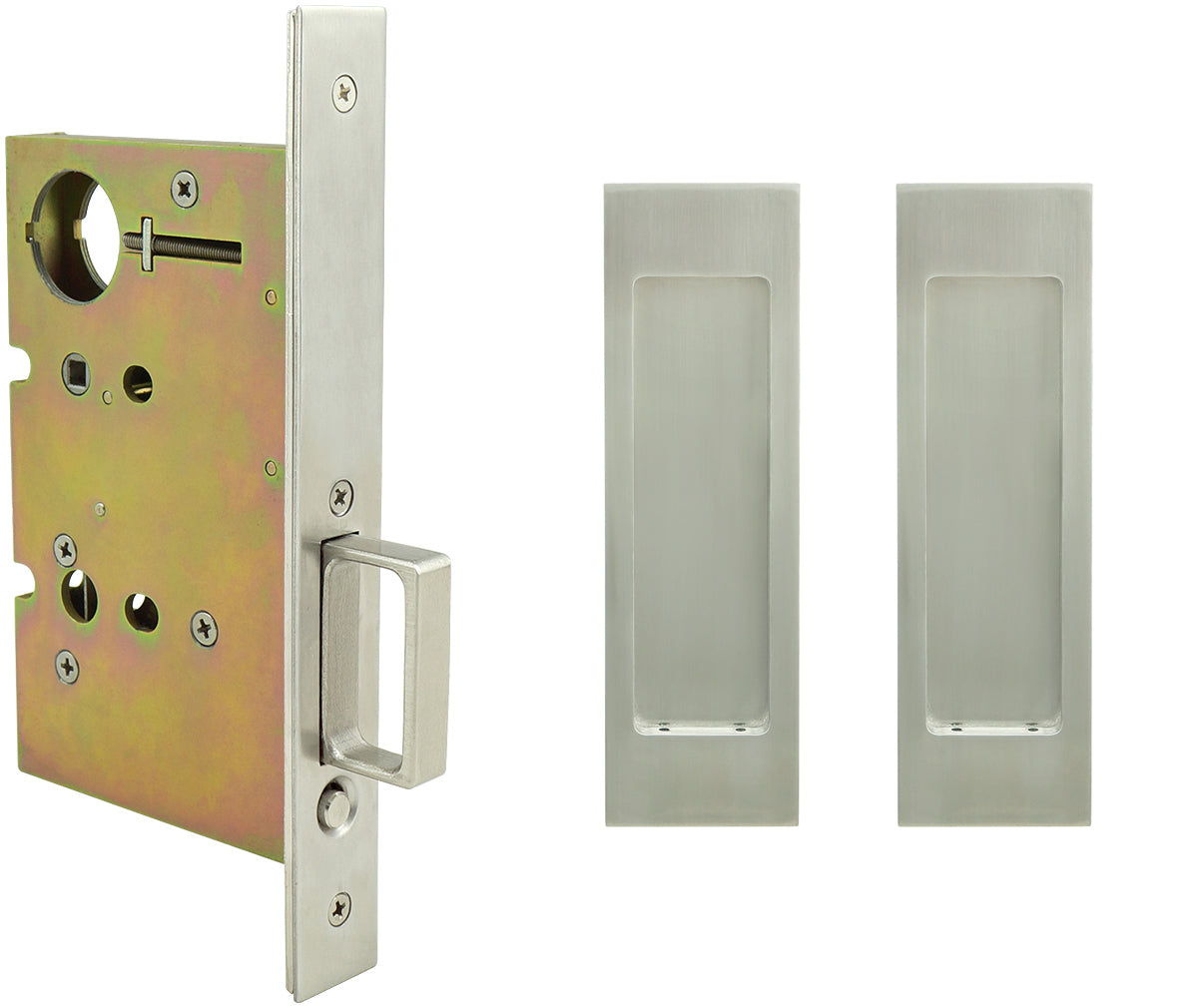 Inox PD8010 Mortise Pocket Door Passage w/ Lockcase, FH27 Linear Flush Pull