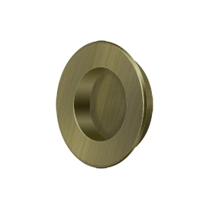 Deltana Solid Brass Round Heavy Duty Flush Pull - Antique Brass