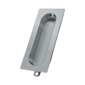 Deltana Solid Brass Rectangle Flush Pull - Brushed Chrome