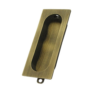 Deltana Solid Brass Rectangle Flush Pull - Antique Brass