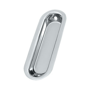 Deltana Solid Brass Oblong Flush Pull - Polished Chrome