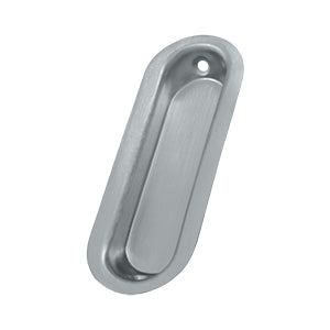 Deltana Solid Brass Oblong Flush Pull - Brushed Chrome