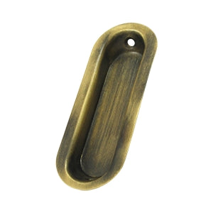 Deltana Solid Brass Oblong Flush Pull - Antique Brass