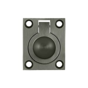 Deltana Solid Brass Flush Ring Pull - Antique Nickel