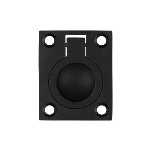 Deltana Solid Brass Flush Ring Pull - Flat Black