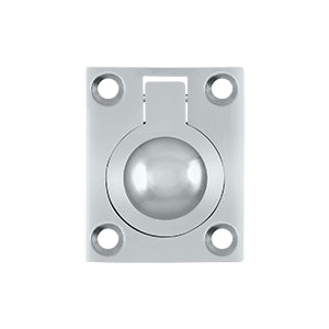 Deltana Solid Brass Flush Ring Pull - Polished Chrome