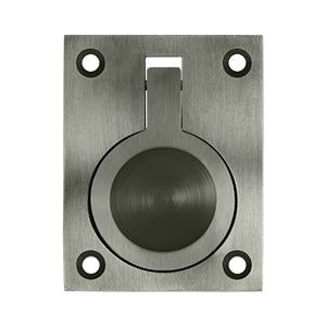 Deltana Solid Brass Flush Ring Pull - Antique Nickel