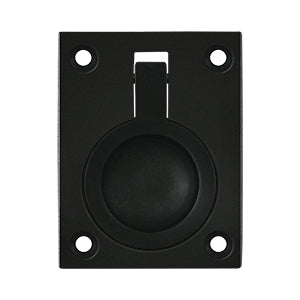 Deltana Solid Brass Flush Ring Pull - Flat Black
