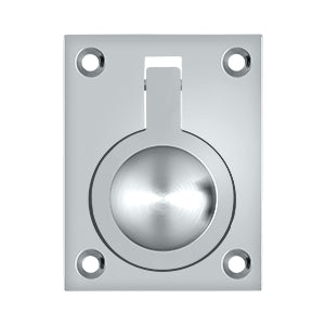 Deltana Solid Brass Flush Ring Pull - Polished Chrome