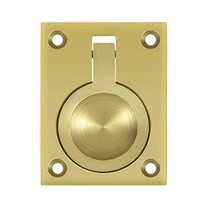 Deltana Solid Brass Flush Ring Pull - Polished Brass
