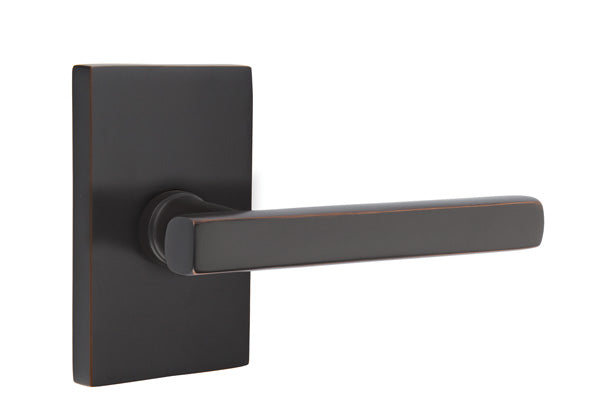 Emtek Freestone Lever Handle with Modern Rectangular Rosette