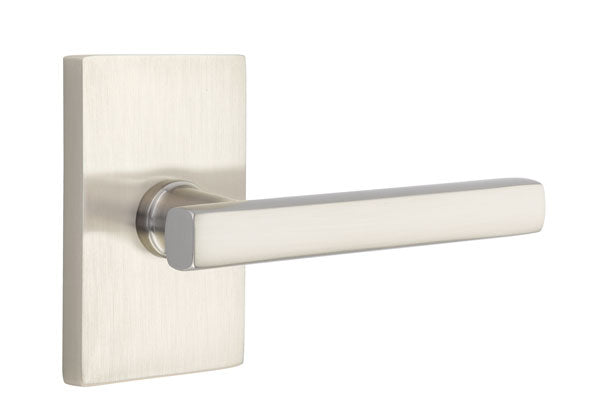 Emtek Freestone Lever Handle with Modern Rectangular Rosette