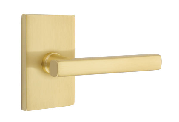 Emtek Freestone Lever Handle with Modern Rectangular Rosette