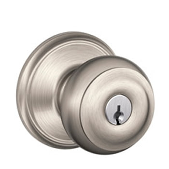 Schlage Georgian Keyed Doorknob in Satin Nickel 