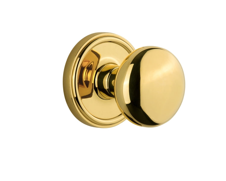 Grandeur Georgetown Rosette with Fifth Avenue Knob Polished Brass / Lifetime Brass