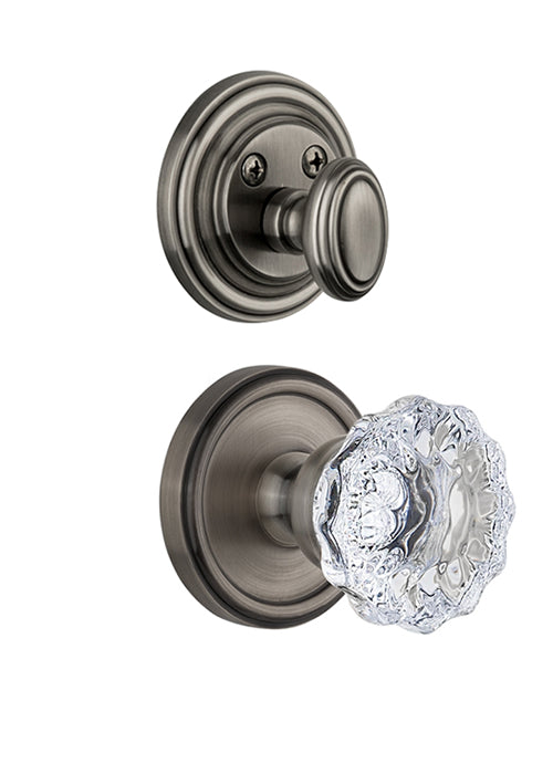 Grandeur Georgetown Handleset with Fontainebleau Knob - (Interior Half Only, with Deadbolt)