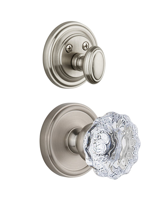 Grandeur Georgetown Handleset with Fontainebleau Knob - (Interior Half Only, with Deadbolt)