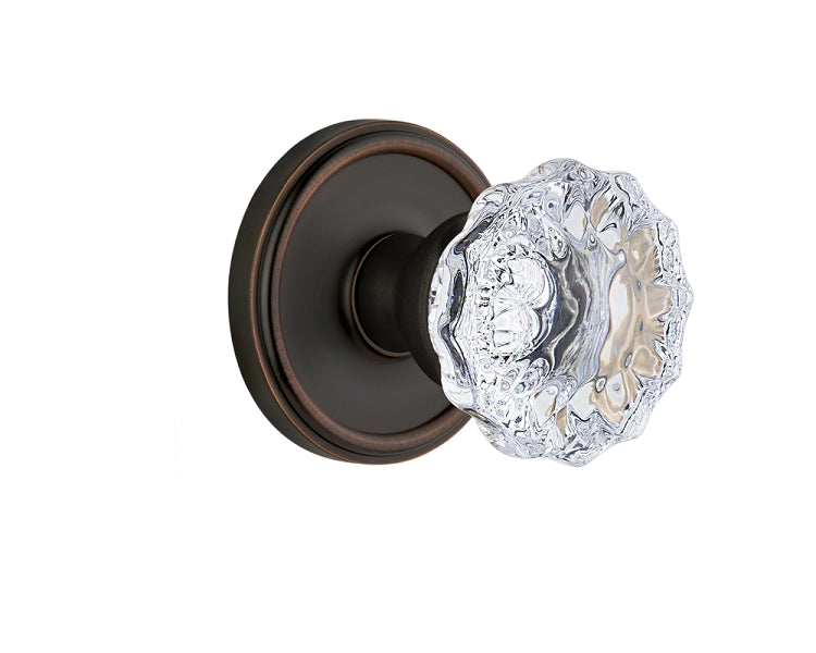 Grandeur Georgetown Rosette with Fontainebleau Knob Timeless Bronze