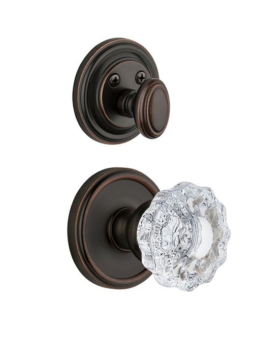 Grandeur Georgetown Handleset with Fontainebleau Knob - (Interior Half Only, with Deadbolt)