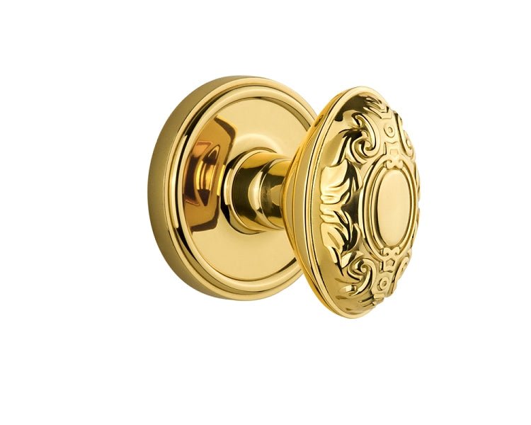 Grandeur Georgetown Rosette with Grande Victorian Knob Polished Brass / Lifetime Brass