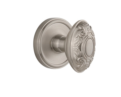 Grandeur Georgetown Rosette with Grande Victorian Knob Satin Nickel