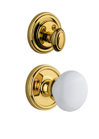 Grandeur Georgetown Handleset with Hyde Park Knob - (Interior Half Only, with Deadbolt)