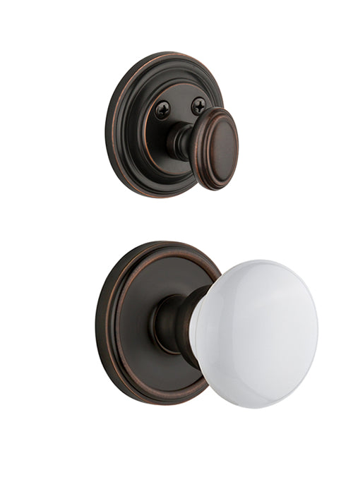Grandeur Georgetown Handleset with Hyde Park Knob - (Interior Half Only, with Deadbolt)