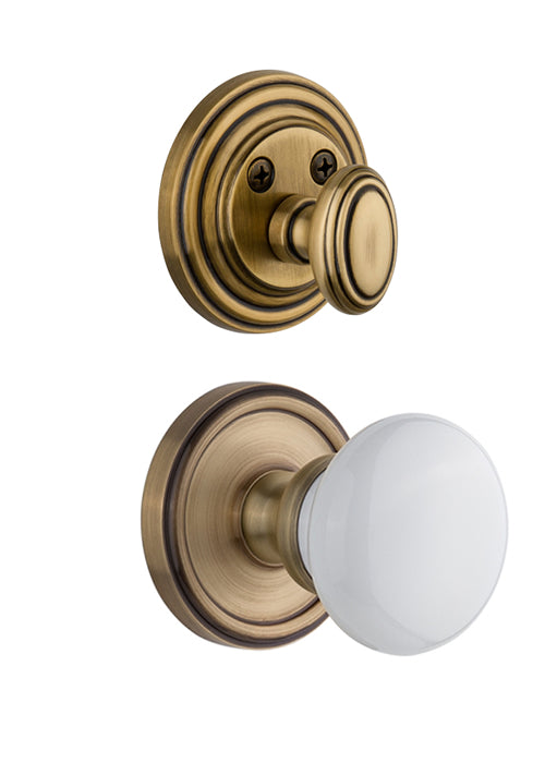 Grandeur Georgetown Handleset with Hyde Park Knob - (Interior Half Only, with Deadbolt)