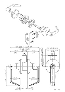 Advantage ES Grade 1 Entrance Function CT Style Door Lever Measurements