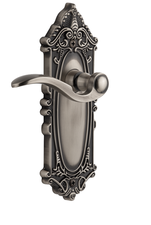 Grandeur Grande Victorian Plate with Bellagio Lever in Antique Pewter