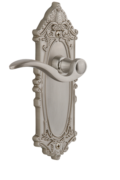 Grandeur Grande Victorian Plate with Bellagio Lever in Satin Nickel