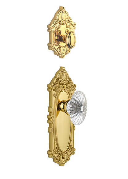 Grandeur Grande Victorian Handleset with Burgundy Knob - (Interior Half Only, with Deadbolt)