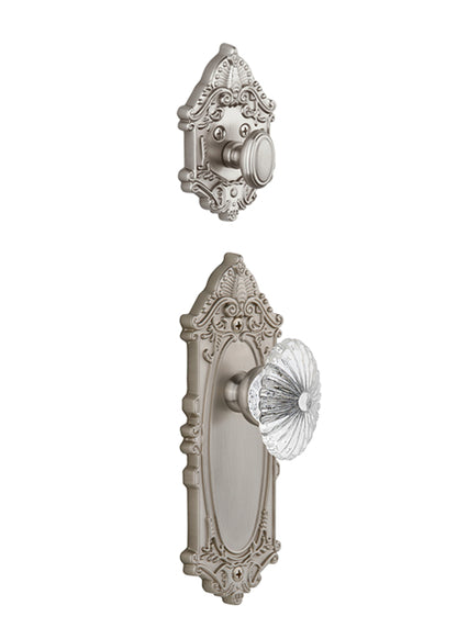 Grandeur Grande Victorian Handleset with Burgundy Knob - (Interior Half Only, with Deadbolt)