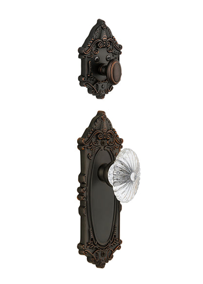 Grandeur Grande Victorian Handleset with Burgundy Knob - (Interior Half Only, with Deadbolt)