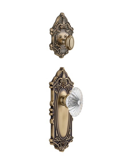 Grandeur Grande Victorian Handleset with Burgundy Knob - (Interior Half Only, with Deadbolt)