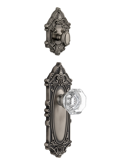 Grandeur Grande Victorian Handleset with Chambord Knob - Interior Half Only Antique Pewter
