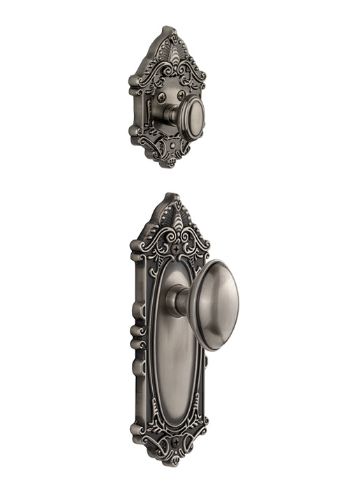 Grandeur Grande Victorian Handleset with Eden Prairie Knob - (Interior Half Only, with Deadbolt)