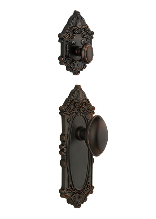 Grandeur Grande Victorian Handleset with Eden Prairie Knob - Interior Half Only Timeless Bronze
