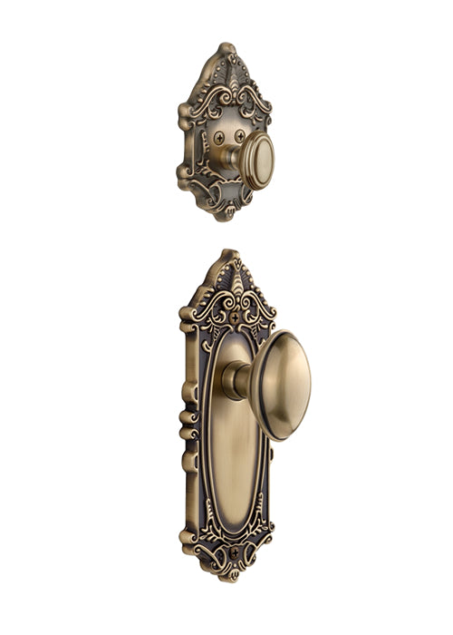 Grandeur Grande Victorian Handleset with Eden Prairie Knob - (Interior Half Only, with Deadbolt)