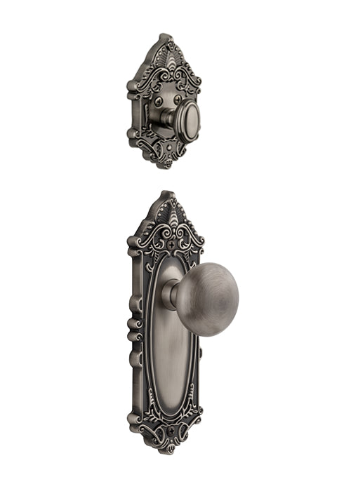 Grandeur Grande Victorian Handleset with Fifth Avenue Knob - (Interior Half Only, with Deadbolt)