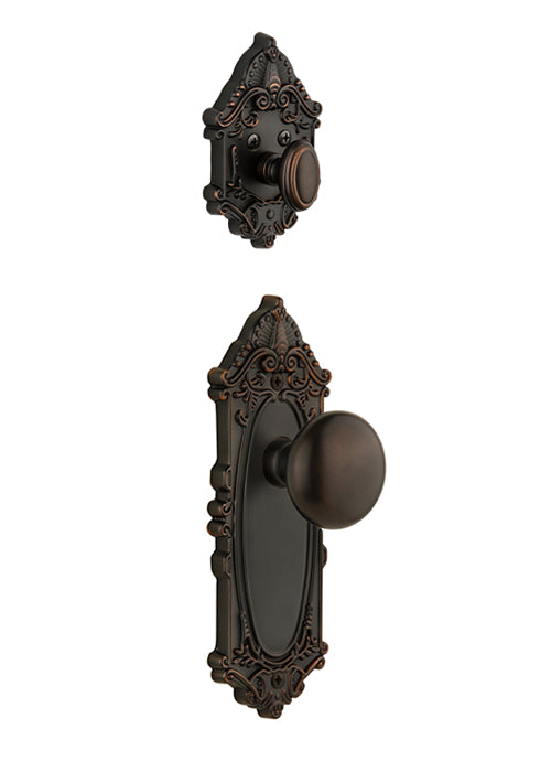 Grandeur Grande Victorian Handleset with Fifth Avenue Knob - (Interior Half Only, with Deadbolt)
