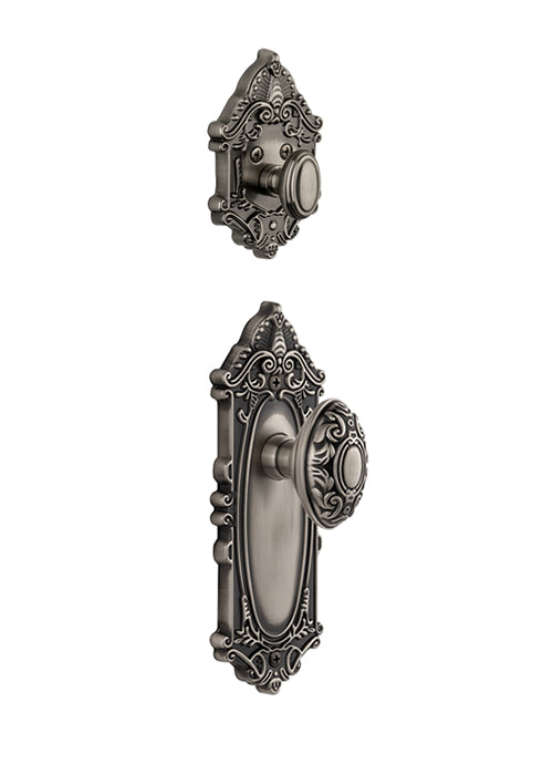 Grandeur Grande Victorian Handleset with Grande Victorian Knob - (Interior Half Only, with Deadbolt)