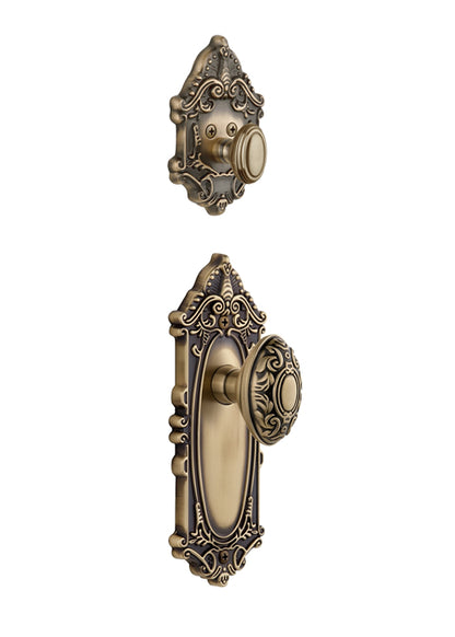 Grandeur Grande Victorian Handleset with Grande Victorian Knob - Interior Half Only Vintage Brass
