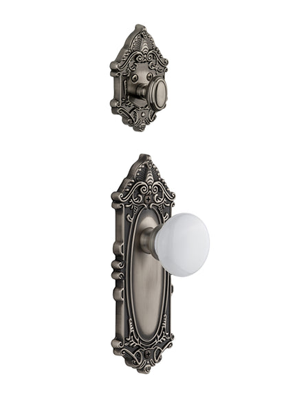 Grandeur Grande Victorian Handleset with Hyde Park Knob - (Interior Half Only, with Deadbolt)
