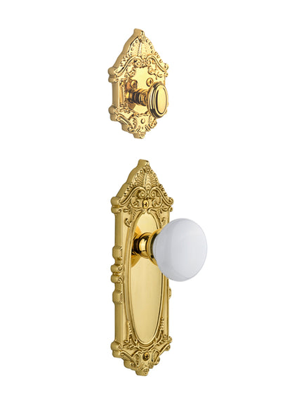 Grandeur Grande Victorian Handleset with Hyde Park Knob - (Interior Half Only, with Deadbolt)