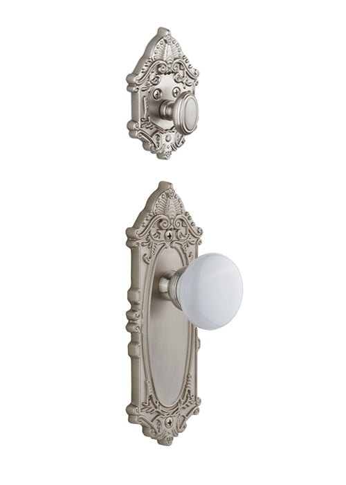 Grandeur Grande Victorian Handleset with Hyde Park Knob - (Interior Half Only, with Deadbolt)