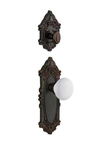 Grandeur Grande Victorian Handleset with Hyde Park Knob - (Interior Half Only, with Deadbolt)